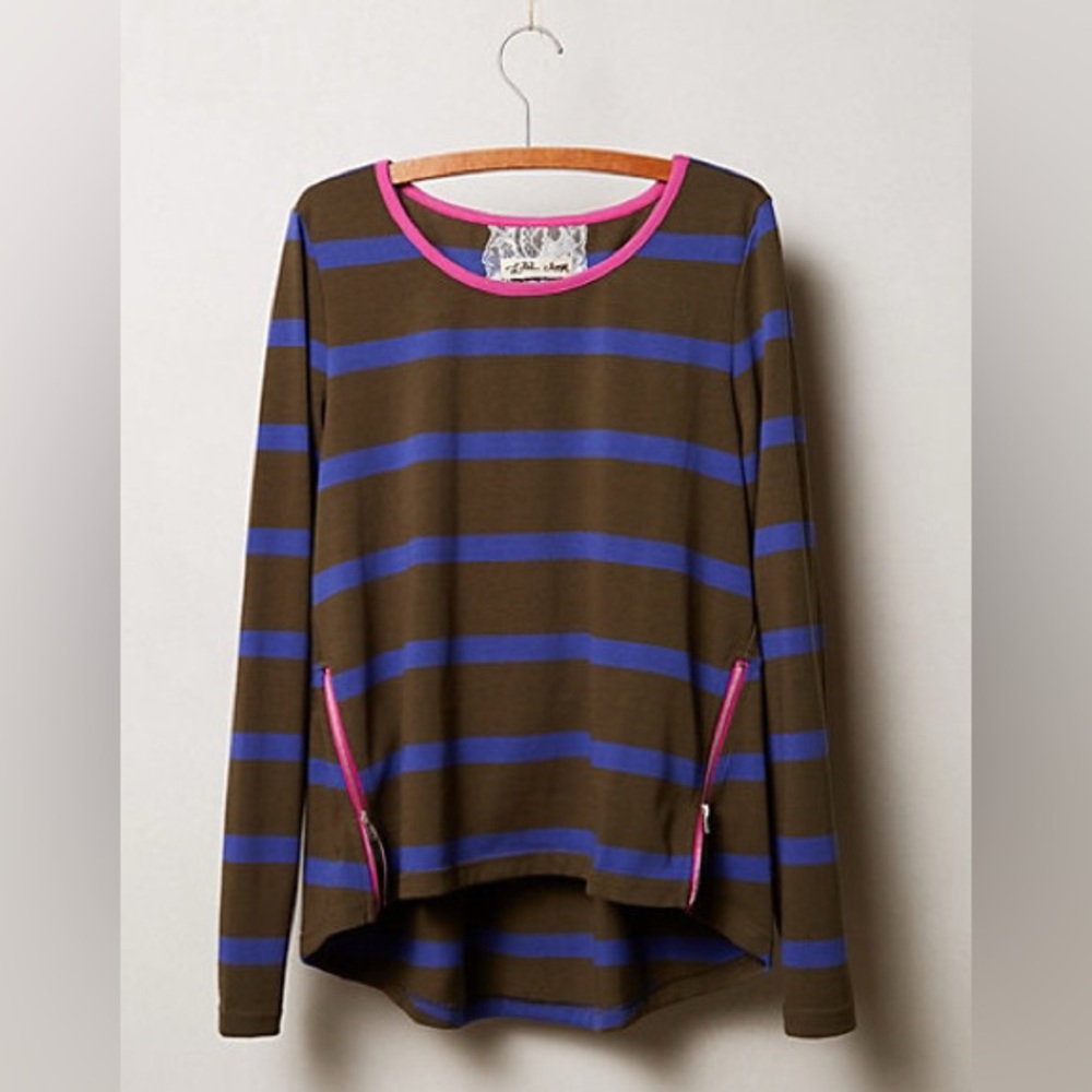 Anthropologie Lili’s Closet Zipstripe Long Sleeve Top